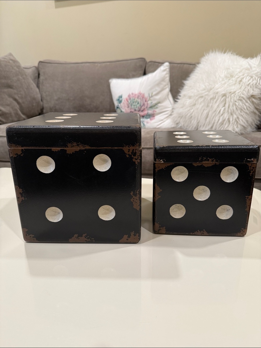 Black Dice Accent Boxes - Set of 2